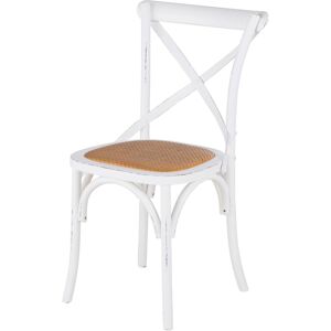 Maisons du Monde Chaise bistrot en rotin et bouleau blanc effet vieilli