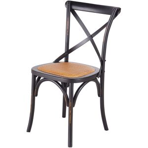 Maisons du Monde Chaise bistrot en rotin et bouleau noir effet vieilli Noir 49x88x56cm