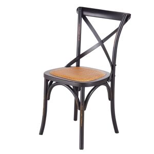 Maisons du Monde Chaise bistrot en rotin et bouleau noir effet vieilli