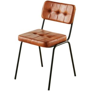 Maisons du Monde Chaise capitonnée en cuir de buffle marron et métal noir - Publicité