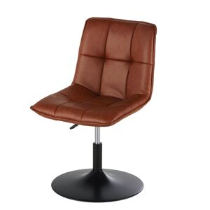 Maisons du Monde Chaise de bureau pivotante réglable marron effet cuir et métal noir Noir 50.5x86.5x59cm