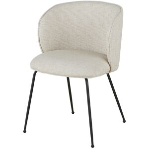 Maisons du Monde Chaise en polyester recyclé et lin beige et pieds en métal noir Beige 56x78x55cm