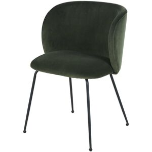 Maisons du Monde Chaise en velours vert kaki et métal noir Vert 56x79x54cm