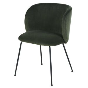 Maisons du Monde Chaise en velours vert kaki et metal noir