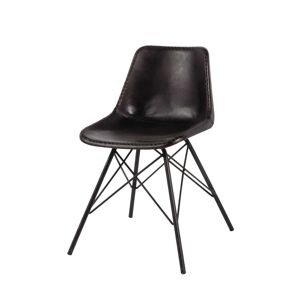Maisons du Monde Chaise industrielle en cuir et metal noir Noir 48x80x51cm
