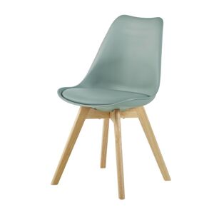 Maisons du Monde Chaise style scandinave en polypropylene vert sauge et bois d