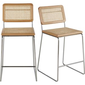 Maisons du Monde Chaises pour îlot central cannage en rotin et metal argente H65 (x2)