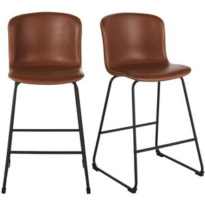 Maisons du Monde Chaises pour îlot central en textile enduit marron effet cuir et métal noir (x2) H65 Marron 49x94x56.5cm