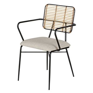 Maisons du Monde Fauteuil a dîner en rotin beige et metal noir Beige 53x97x54cm