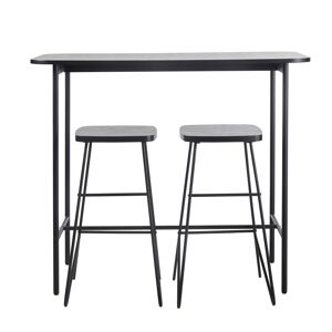 Maisons du Monde Table a manger haute et tabourets (x2) noir mat 2 personnes L120