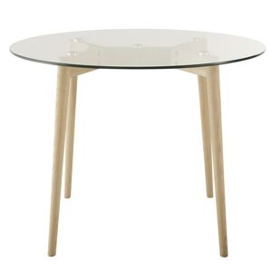 Maisons du Monde Table à manger ronde 4 personnes en verre et chêne D90