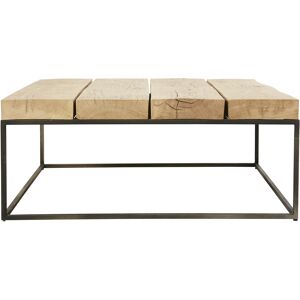 Maisons du Monde Table basse carrée en chêne massif et métal noir Beige 95x38x95cm