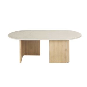 Maisons du Monde Table basse en marbre blanc effet travertin et bois de manguier massif