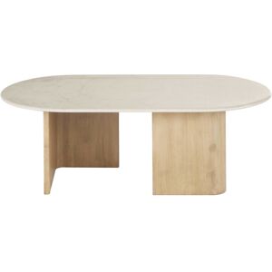 Maisons du Monde Table basse en marbre blanc effet travertin et bois de manguier massif - Publicité