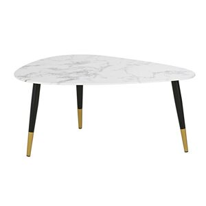Maisons du Monde Table basse en verre effet marbre blanc et metal coloris laiton et noir Blanc 90x41x58cm