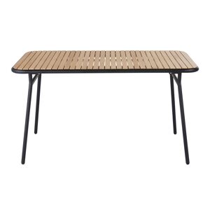 Maisons du Monde Table de jardin pliante en bois de hetre et metal noir 6 personne Beige 140x74.5x80cm