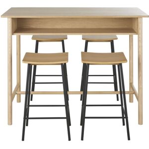 Maisons du Monde Table haute avec 4 tabourets beiges et noirs Beige 140x105x75cm