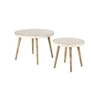 Maisons du Monde Tables gigognes blanches motifs gravés et verre Blanc 70x53x70cm