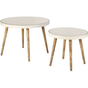 Maisons du Monde Tables gigognes blanches motifs gravés et verre