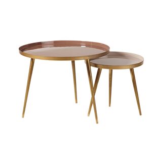 Maisons du Monde Tables gigognes en metal beige rose et dore