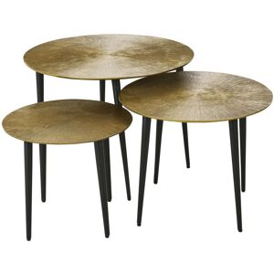 Maisons du Monde Tables gigognes en metal noir et coloris laiton