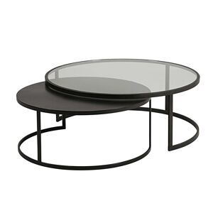 Maisons du Monde Tables gigognes en verre trempé et métal noir Noir 110x42x110cm