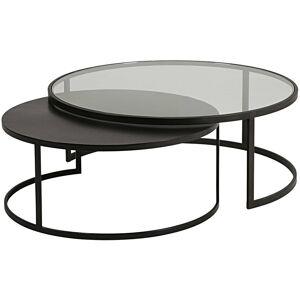 Maisons du Monde Tables gigognes en verre trempé et métal noir