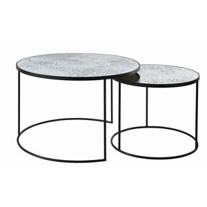 Maisons du Monde Tables gigognes rondes en verre trempe effet miroir Noir 80x50x80cm