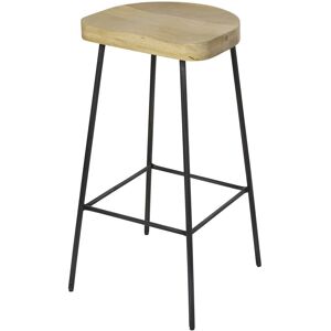 Maisons du Monde Tabouret en manguier massif et métal noir H75 Noir 40x75x40cm