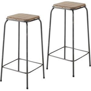 Maisons du Monde Tabourets de bar en bois de sapin et metal noir (x2) H75