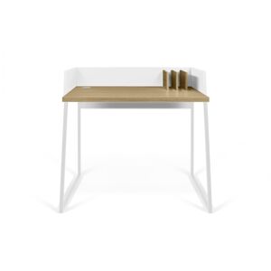 Bureau chêne naturel et blanc Blanc 90x88x60cm