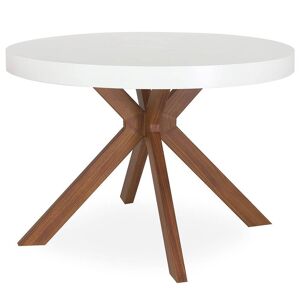 Menzzo Table ronde extensible 10 places avec 3 rallonges blanc