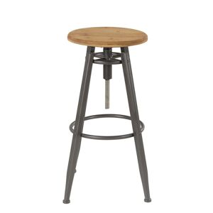 Grenier Alpin Tabouret de bar a vis reglable en pin et pieds metal