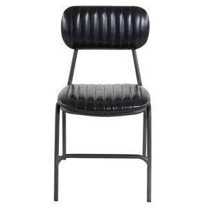 Zago Chaise imitation cuir noir et metal brut Noir 52x78x42cm