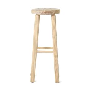 Grenier Alpin Tabouret de bar rond rustique en pin brut Beige 30x77x30cm