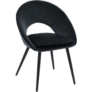 Drawer Fauteuil de table en velours noir Noir 63x83x56cm