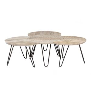 Kare Design 4 tables basses en manguier massif sculpte