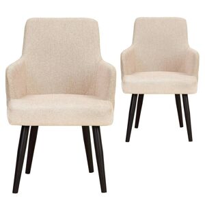 Menzzo Lot de 2 fauteuils de table en velours beige