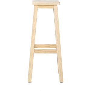 Grenier Alpin Tabouret de bar carre pin massif brut Beige 37x79x37cm