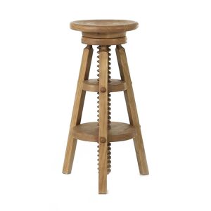 Grenier Alpin Tabouret de bar a vis reglable en pin massif cire rustique