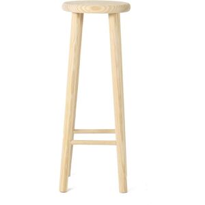 Grenier Alpin Tabouret de bar rond en bois de pin brut Beige 30x79x30cm