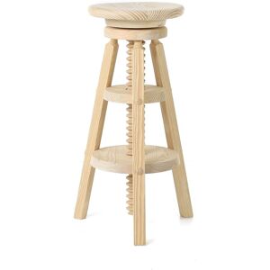 Grenier Alpin Tabouret de bar a vis reglable en pin massif brut rustique Beige 4x70x4cm