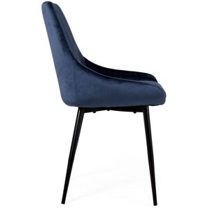 Meubles & Design Lot de 2 chaises en velours style moderne bleu