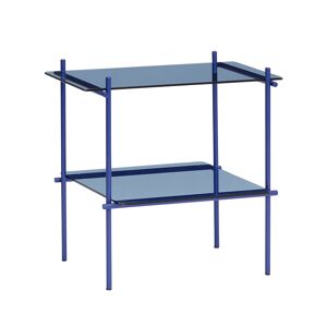 Hübsch Table en carrée métal et verre bleu