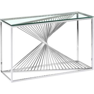 Menzzo Console en verre transparent et pieds argent - Publicité