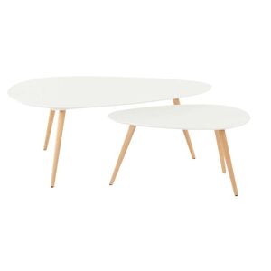 Zago Tables basses gigognes laque blanc 116 cm Blanc 66x45x116cm