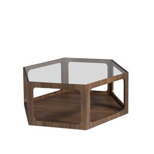 Table basse effet bois noyer et verre