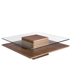 Angel Cerda Table basse carrée en verre et effet bois noyer - Publicité