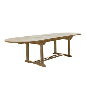 Bois Dessus Bois Dessous Table de jardin en teck massif extensible ovale 10/12 pers. Marron 200x75x100cm