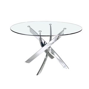 Angel Cerda Table à manger courbée en acier et verre Transparent 110x75x110cm